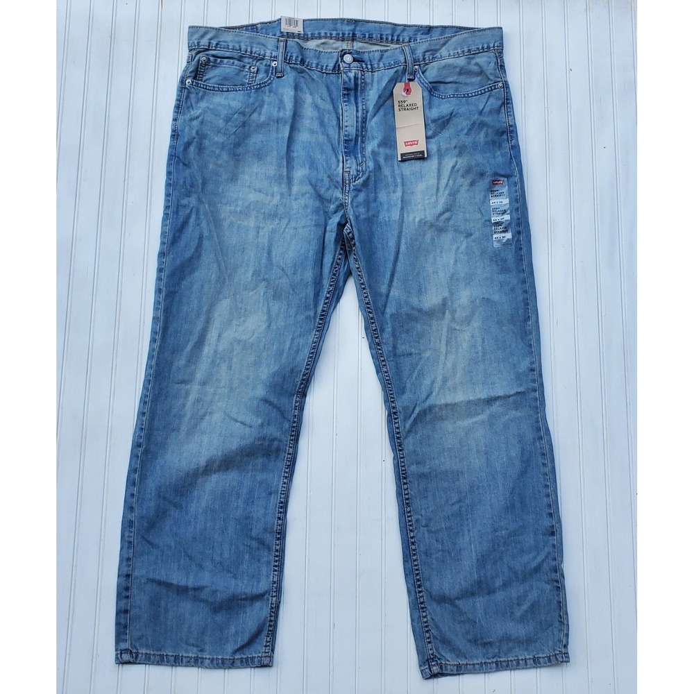 Levis 559 Relaxed Straight Jeans Mens 44x30 Light Wash Blue Denim New NWT